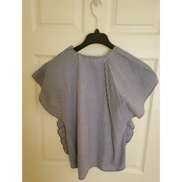 ZARA RUFFLED  SIDES STRIPED  BLOUSE ....EUC - Picture 5 of 6